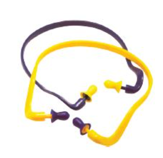 Banded Ear Plugs EC4104, Flexible, Reusable, SNR 25dB, Comfort Fit, Quick Wear, Noise Reduction for Plant, Workshop, Travel, Washable, EN352-2 Certified – Yellow/Purple